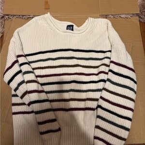 GAP Cream Sweater with Multicolor Stripes